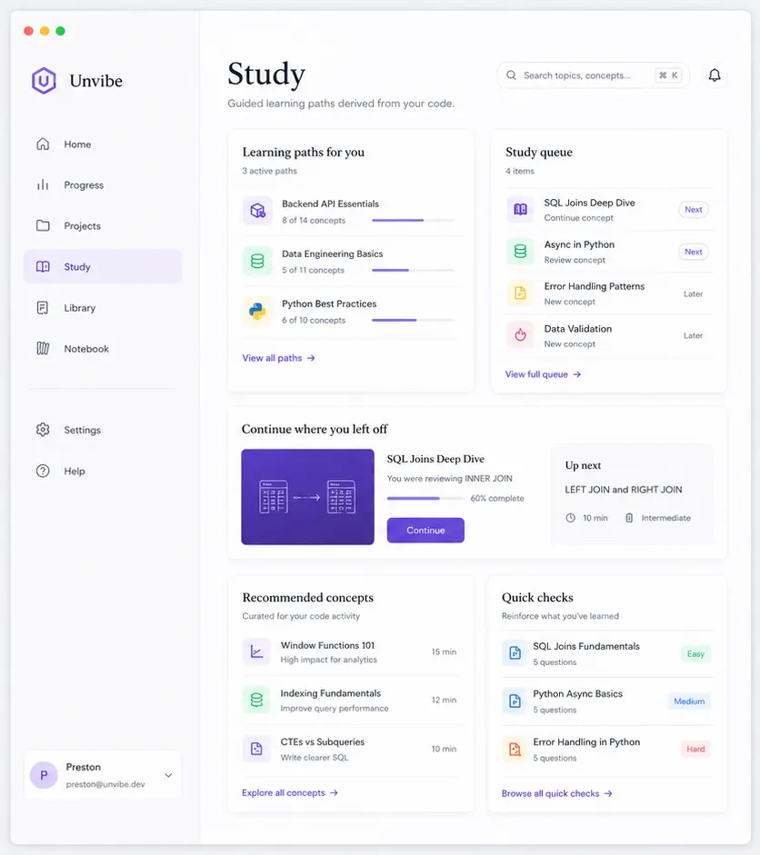 Study screen